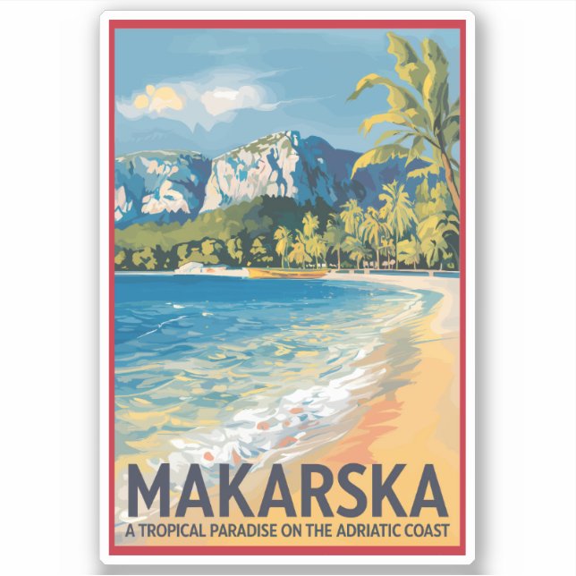 Makarska Kroatien Reisen Kunst Vintag Aufkleber (Vorderseite)