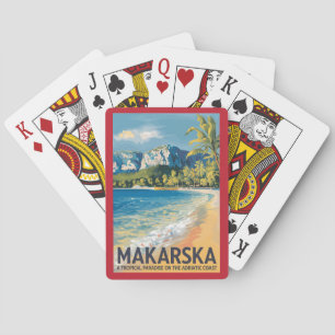 Makarska Kroatien Reisen Kunst Vintag Spielkarten