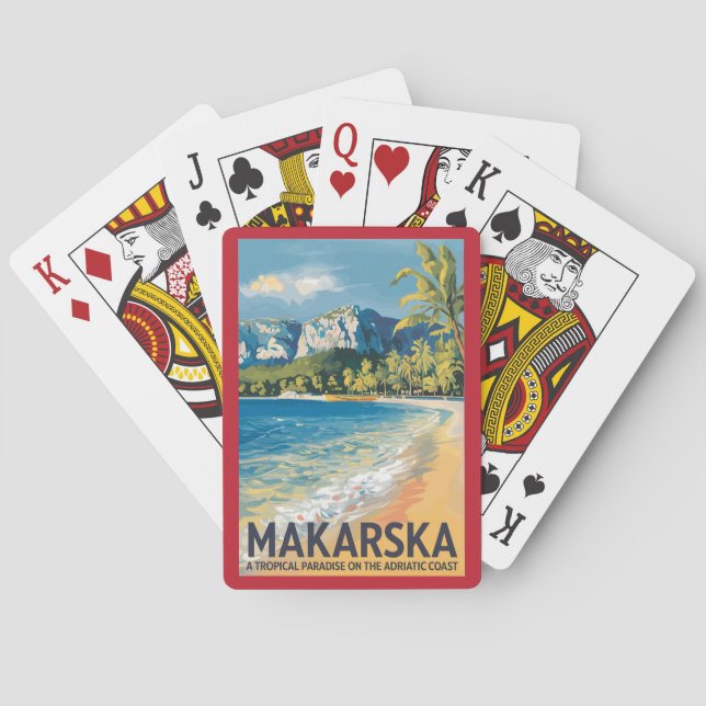 Makarska Kroatien Reisen Kunst Vintag Spielkarten (Rückseite)