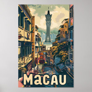 Makau China Vintag Retro Reisevorführung Poster