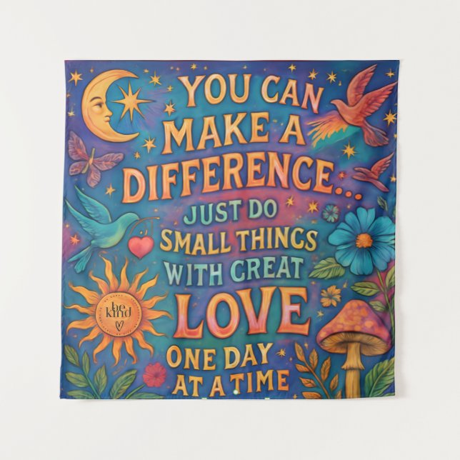 MAKE A DIFFERENCE TAPESTRY WALL ART WANDTEPPICH (Vorderseite (Horizontal))