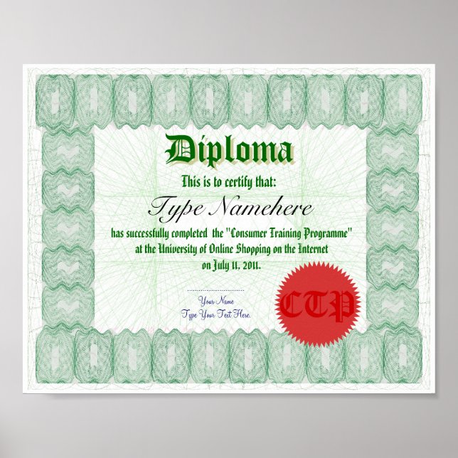 Make a Diploma Certificate Print Poster (Vorne)