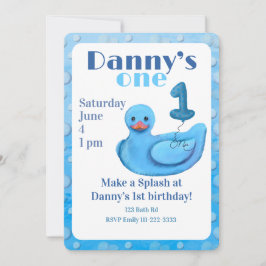 Make a Splash Rubber Duck 1st Birthday Invitation Einladung