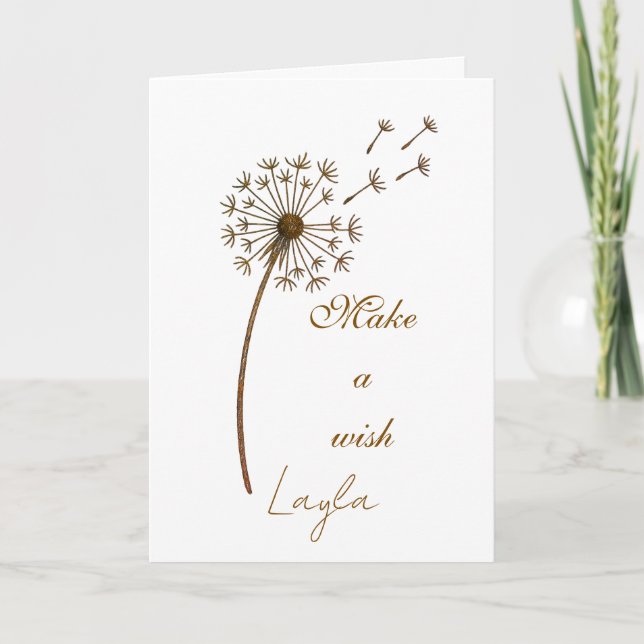 Make a Wish Custom Text Dandelion Karte (Vorderseite)