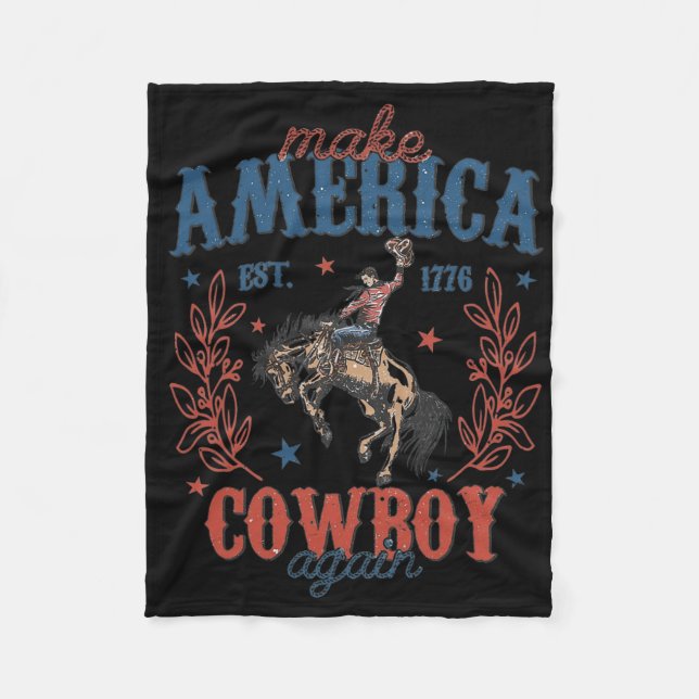Make America Western Cowboy Again Retro 4. Juli Fleecedecke (Vorderseite)