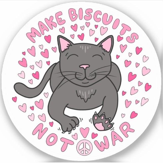 Make Biscuits, Not War Kitty Vinyl Sticker (Vorderseite)