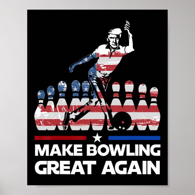 Make Bowling Great Again Lustig Trump Us Flag Bowl Poster (Vorne)