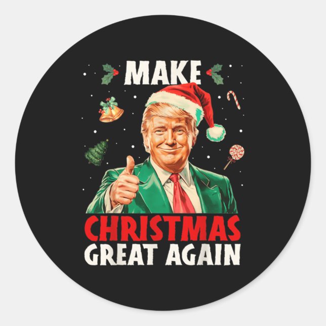 Make Christmas Great Again Funny Santa Trump 2025  Runder Aufkleber (Vorderseite)