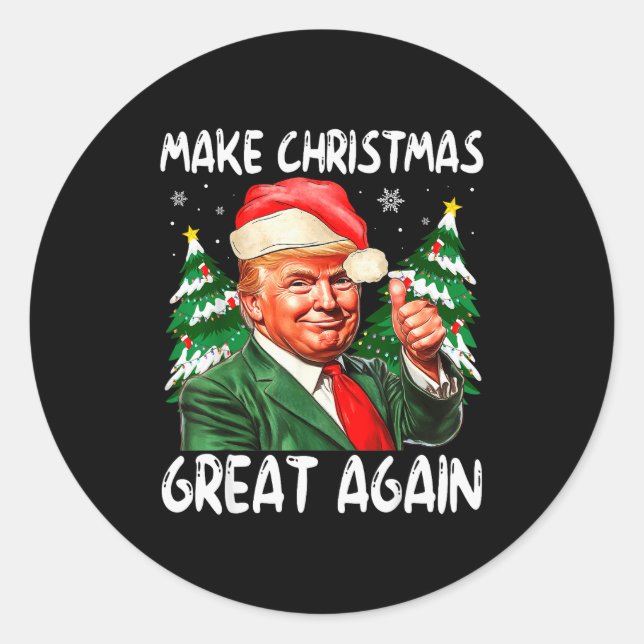 Make Christmas Great Again Funny Santa Trump 2025  Runder Aufkleber (Vorderseite)