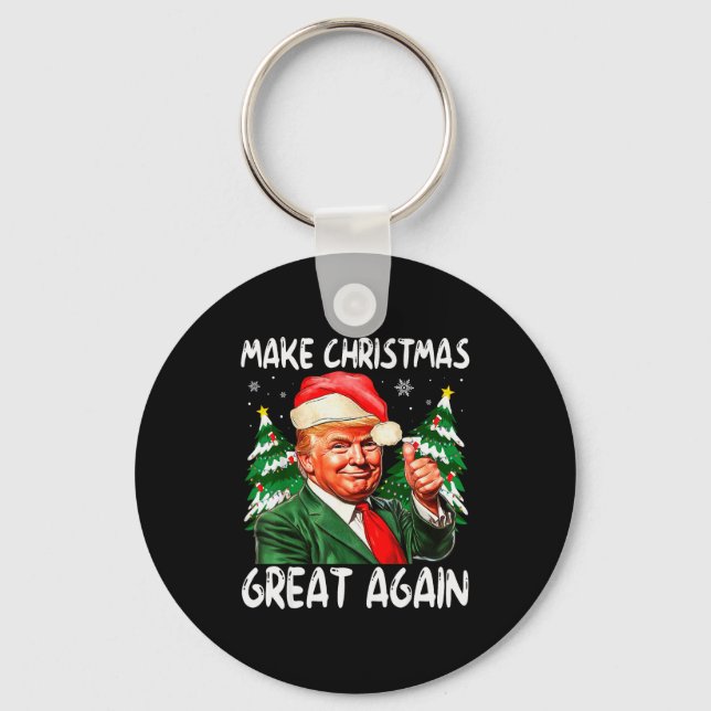 Make Christmas Great Again Funny Santa Trump 2025  Schlüsselanhänger (Vorderseite)