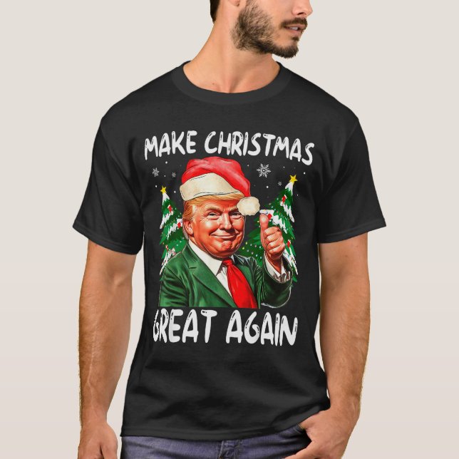 Make Christmas Great Again Funny Santa Trump 2025  T-Shirt (Vorderseite)