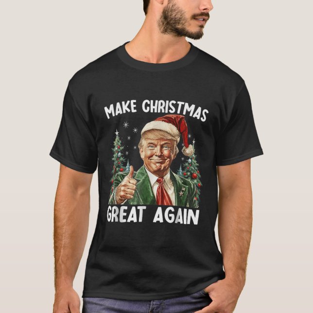 Make Christmas Great Again Funny Santa Trump 2025  T-Shirt (Vorderseite)