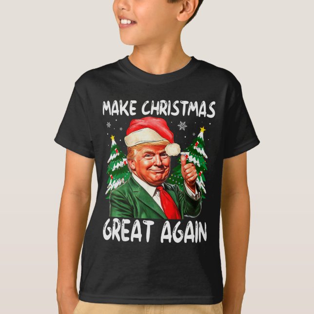 Make Christmas Great Again Funny Santa Trump 2025  T-Shirt (Vorderseite)
