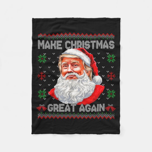 Make Christmas Great Again Lustiger Weihnachtsmann Fleecedecke (Vorderseite)