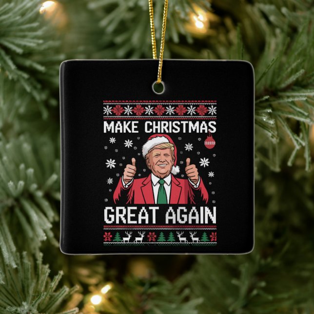Make Christmas Great Again Trump Pajamas Ugly Xmas Keramikornament (Baum)