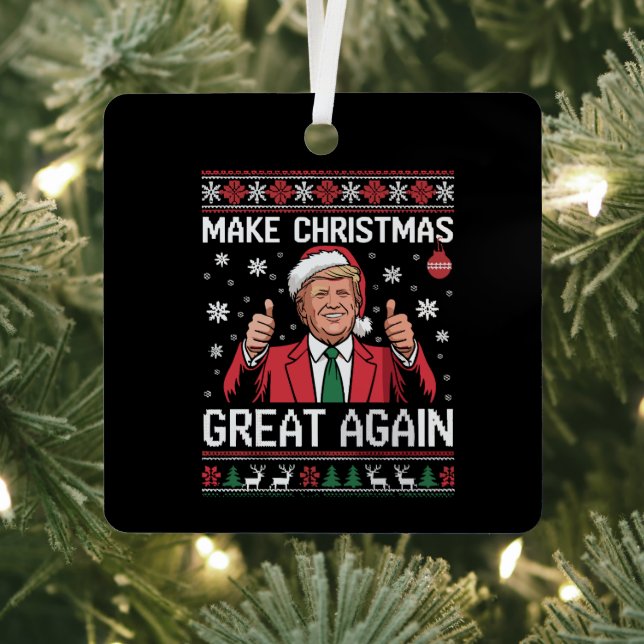 Make Christmas Great Again Trump Pajamas Ugly Xmas Ornament Aus Metall (InSitu)