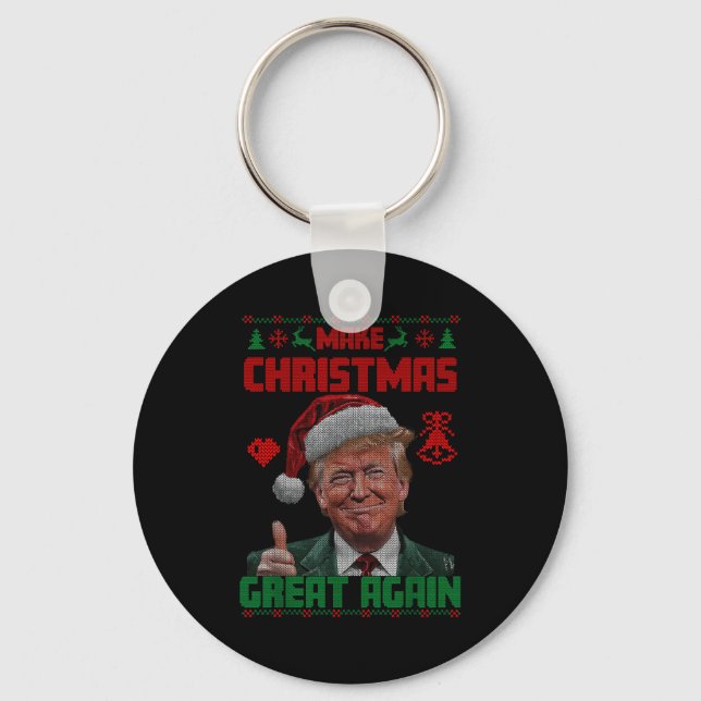 Make Christmas Great Again Ugly Christmas Trump Sw Schlüsselanhänger (Vorderseite)