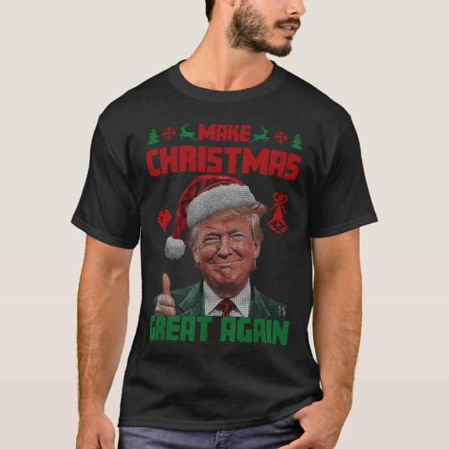 Make Christmas Great Again Ugly Christmas Trump Sw T-Shirt (Vorderseite)