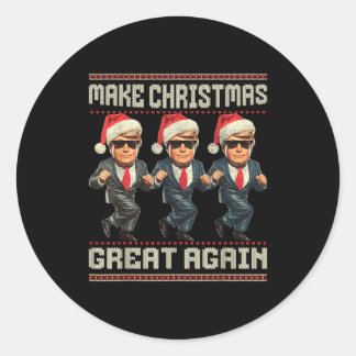 Make Christmas Great Again Ugly Sweaters Trump Dan Runder Aufkleber