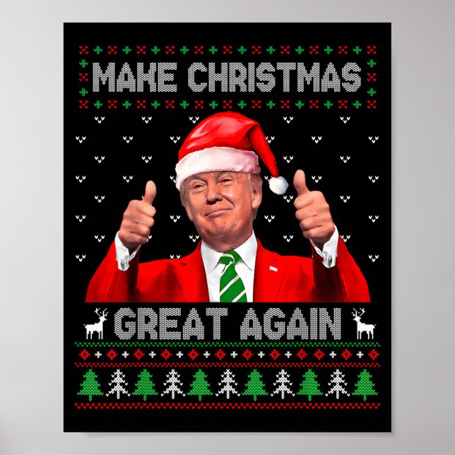 Make Christmas Great Again Xmas Funny Pajamas Ugly Poster (Vorne)