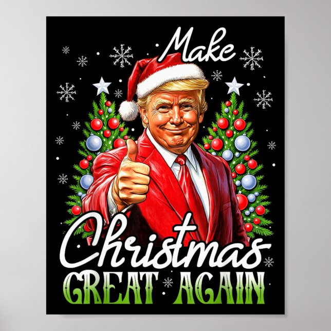 Make Christmas Great Again Xmas Funny Santa Trump  Poster (Vorne)
