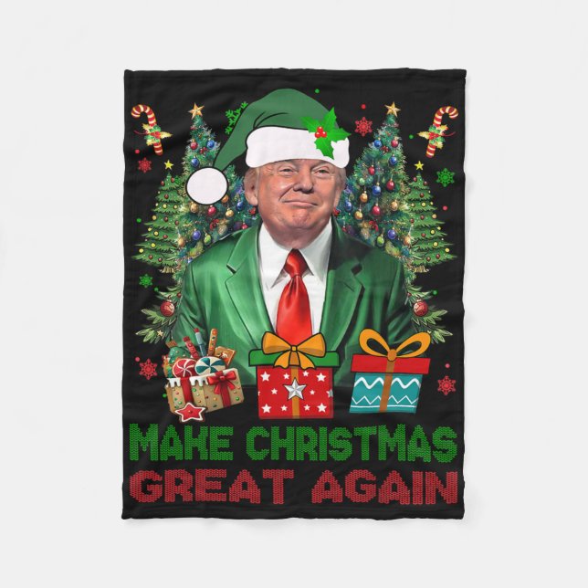 Make Christmas Great Again Xmas Funny Trump Pajama Fleecedecke (Vorderseite)