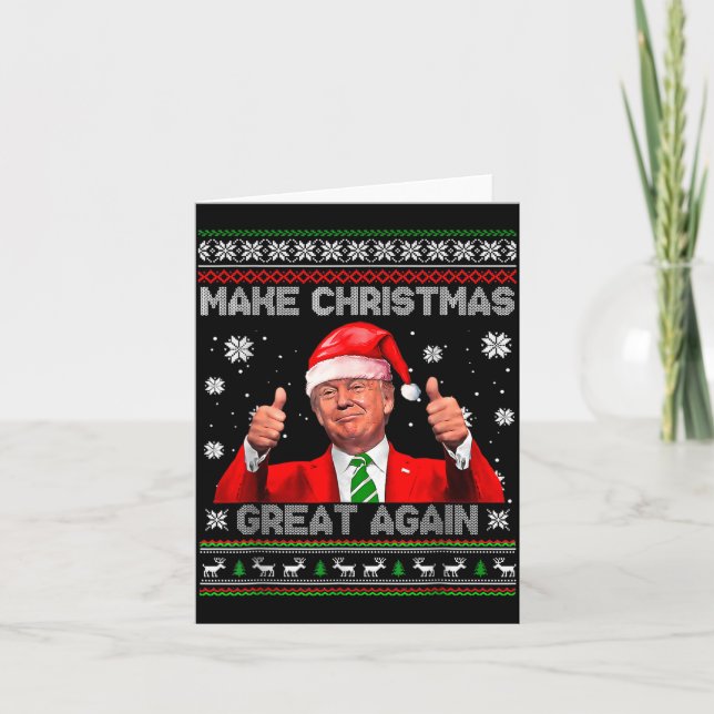 Make Christmas Great Again Xmas Funny Trump Pajama Karte (Vorderseite)