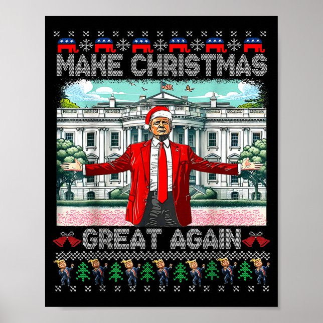 Make Christmas Great Again Xmas Funny Trump Pajama Poster (Vorne)