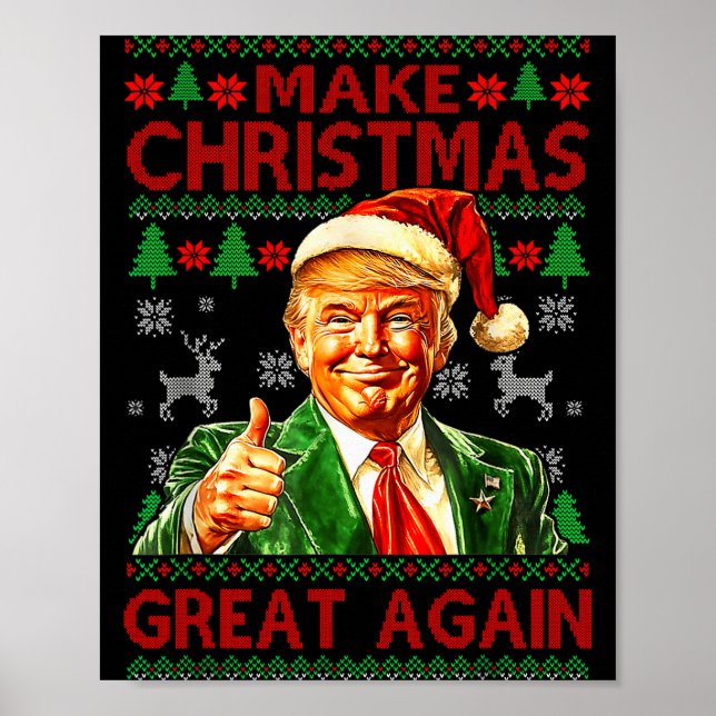 Make Christmas Great Again Xmas Funny Trump Pajama Poster (Vorne)