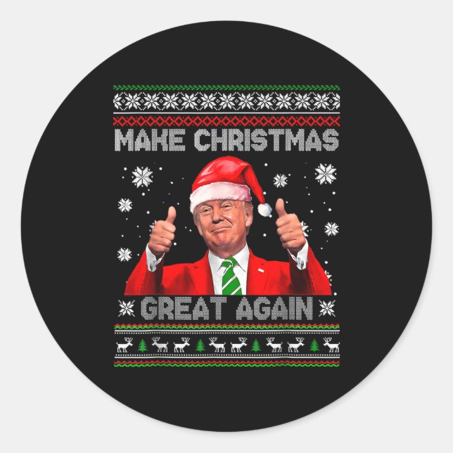 Make Christmas Great Again Xmas Funny Trump Pajama Runder Aufkleber (Vorderseite)