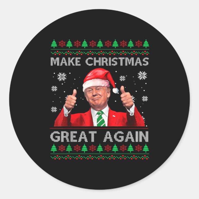 Make Christmas Great Again Xmas Funny Trump Pajama Runder Aufkleber (Vorderseite)
