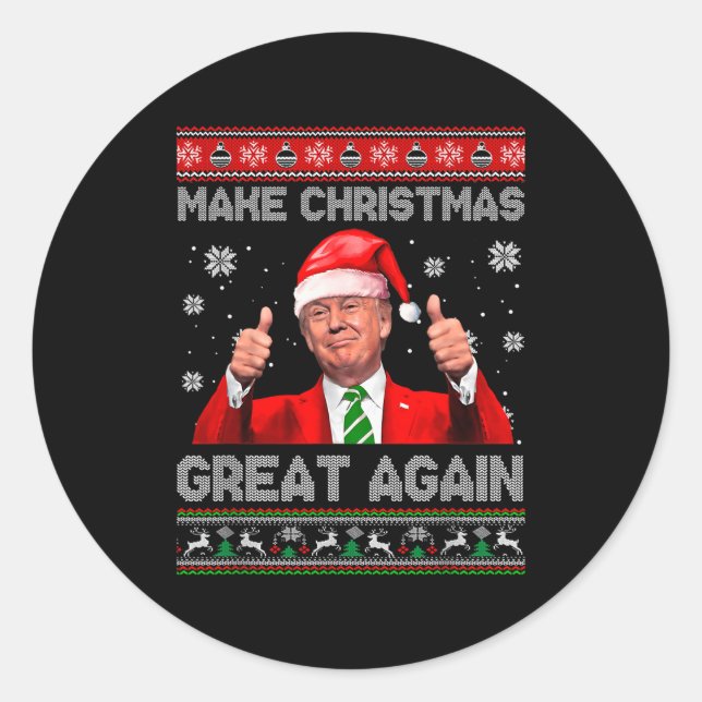 Make Christmas Great Again Xmas Funny Trump Pajama Runder Aufkleber (Vorderseite)