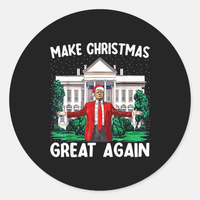 Make Christmas Great Again Xmas Funny Trump Pajama Runder Aufkleber (Vorderseite)