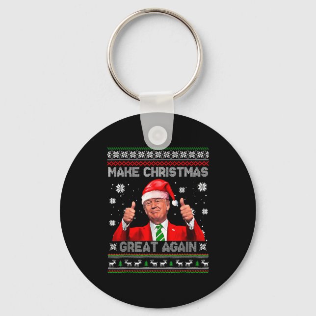 Make Christmas Great Again Xmas Funny Trump Pajama Schlüsselanhänger (Vorderseite)