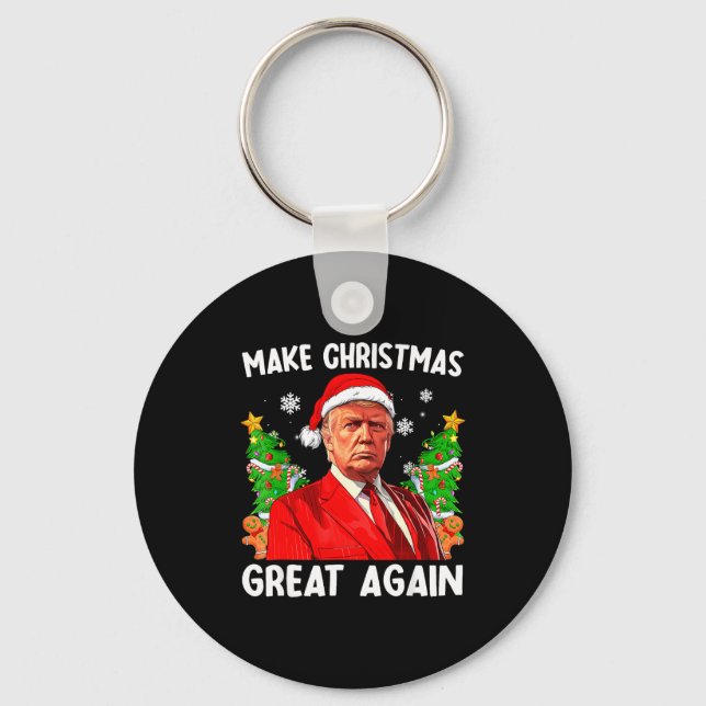 Make Christmas Great Again Xmas Funny Trump Pajama Schlüsselanhänger (Vorderseite)