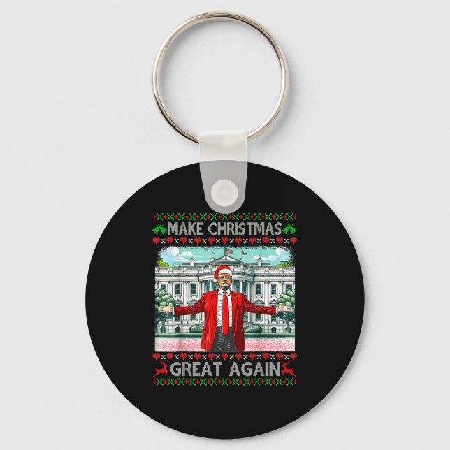 Make Christmas Great Again Xmas Funny Trump Pajama Schlüsselanhänger (Vorderseite)