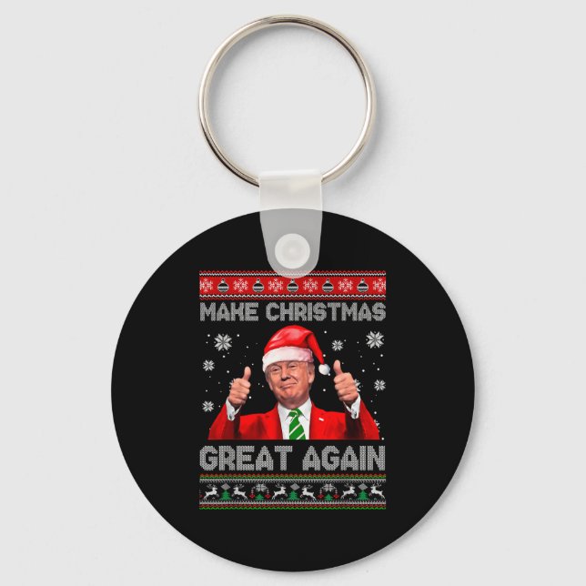 Make Christmas Great Again Xmas Funny Trump Pajama Schlüsselanhänger (Vorderseite)