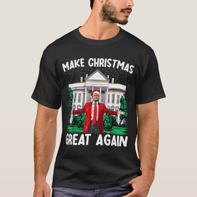 Make Christmas Great Again Xmas Funny Trump Pajama T-Shirt (Vorderseite)
