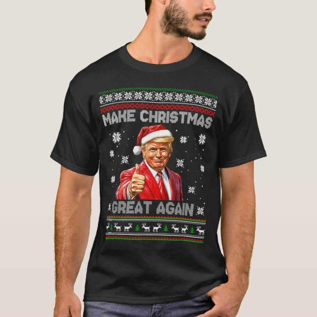 Make Christmas Great Again Xmas Funny Trump Pajama T-Shirt (Vorderseite)