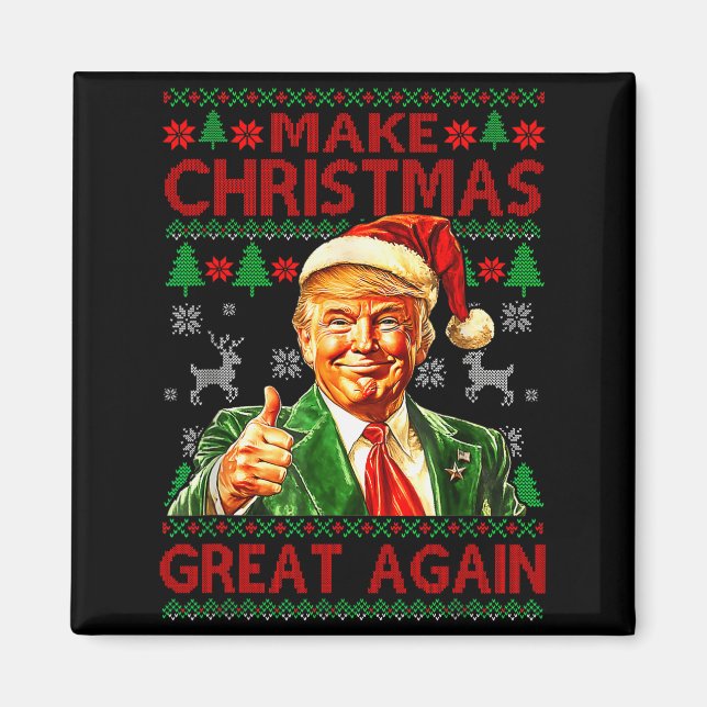Make Christmas Great Again Xmas Lustig Trump Pyjam Magnet (Vorne)