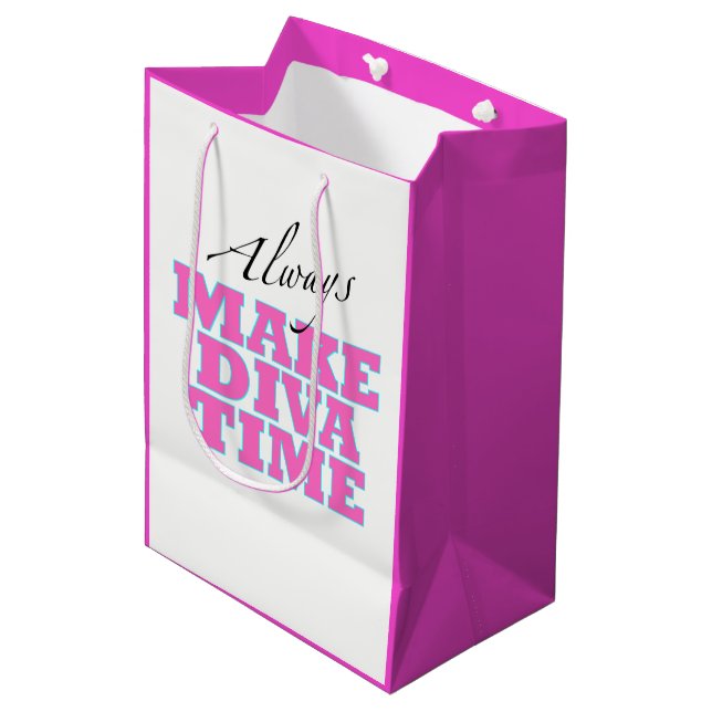 "Make Diva Time"/ Relax / Immer! Mittlere Geschenktüte (Vorderseite Schrägansicht)