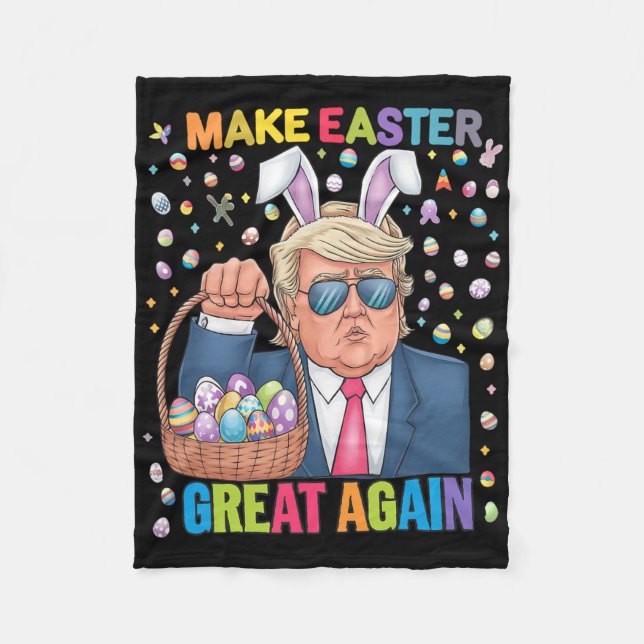 Make Easter Great Again Funny Trump Bunny Spring H Fleecedecke (Vorderseite)