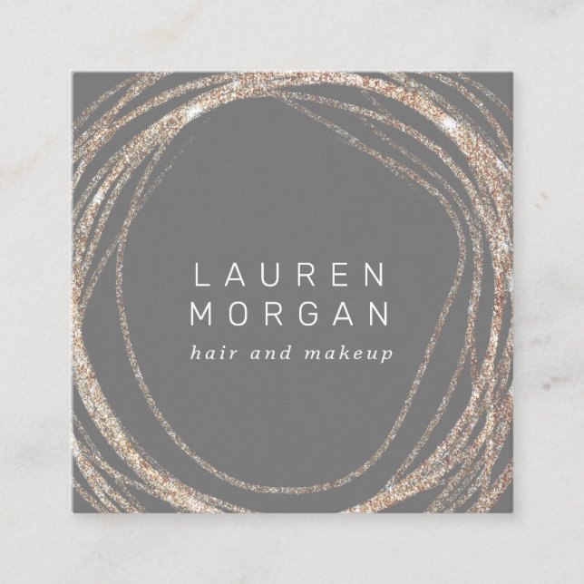 Make eup moderne Imitate Gold wirbeln Platz Visite Quadratische Visitenkarte (Vorderseite)