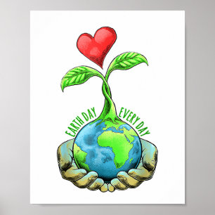 Make Every Day Earth Day Planet Earth Retro Poster