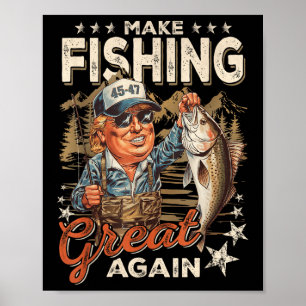 Make Fishing Great Again USA-Flagge Vintage Lustig Poster