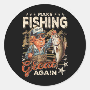 Make Fishing Great Again USA-Flagge Vintage Lustig Runder Aufkleber