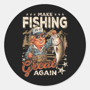 Make Fishing Great Again USA-Flagge Vintage Lustig Runder Aufkleber
