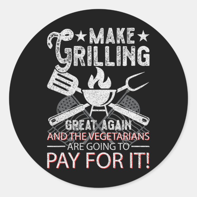 Make Grilling Great Again Trump Bbq Pit Master Gri Runder Aufkleber (Vorderseite)