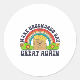 Make Groundhog Day Great Again Lustig Trump Regenb Runder Aufkleber