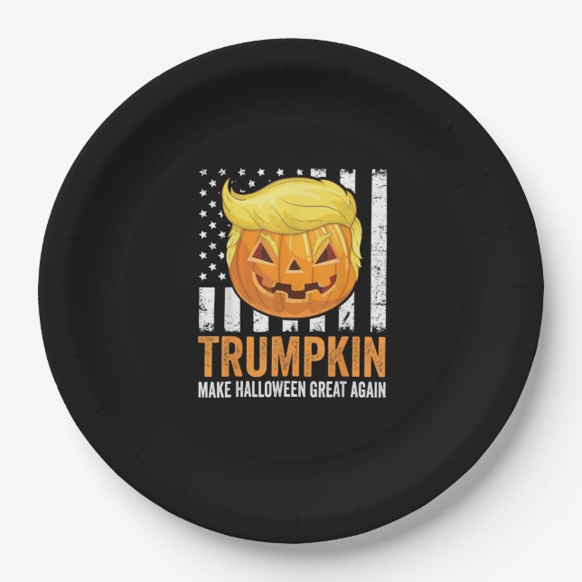 Make Halloween Great wieder Trumpkin Funny Hair Pu Pappteller (Vorderseite)